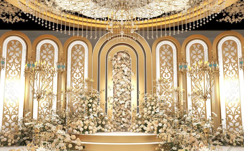 德惠香槟色调婚礼堂效果展示